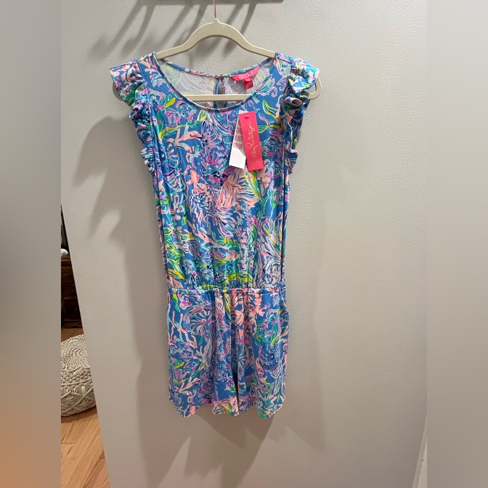 Lilly Pulitzer Blue and Pink Patterned Romper
